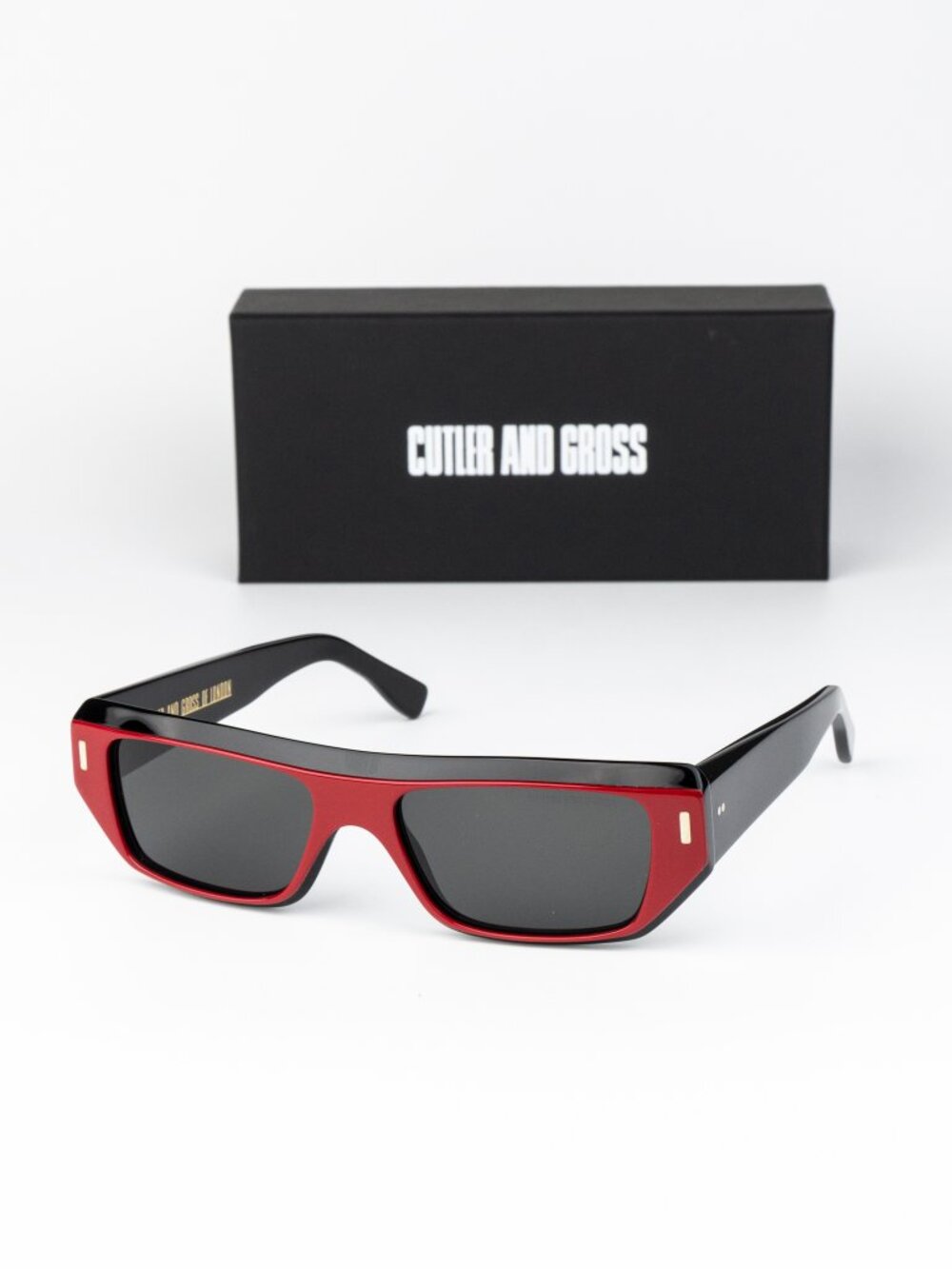 Cutler and Gross Men Sunglasses Black Red Rectangle CGSN1367 003 NEW AUTHENTIC